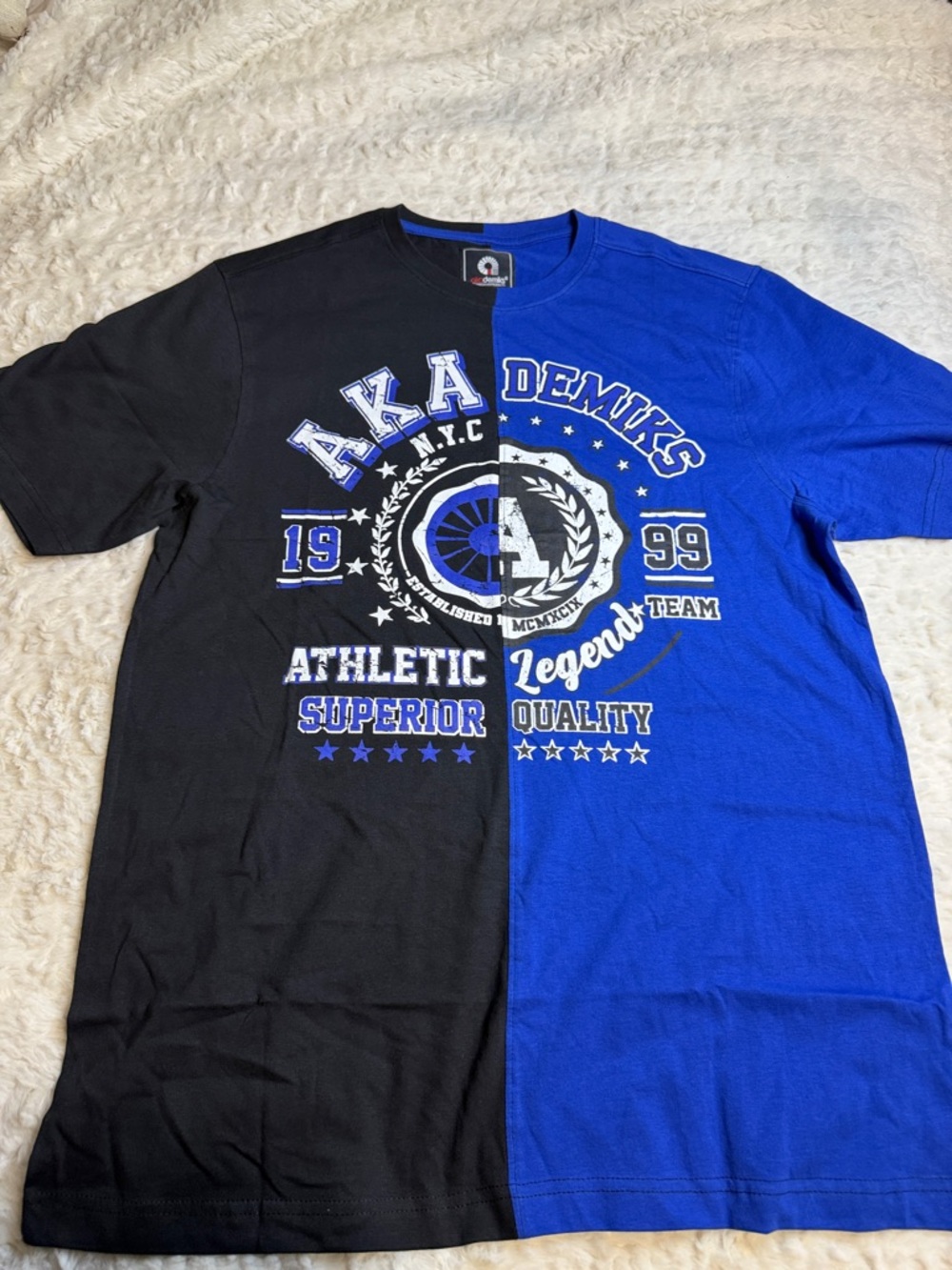 Split Black & Royal Blue Graphic Tee -